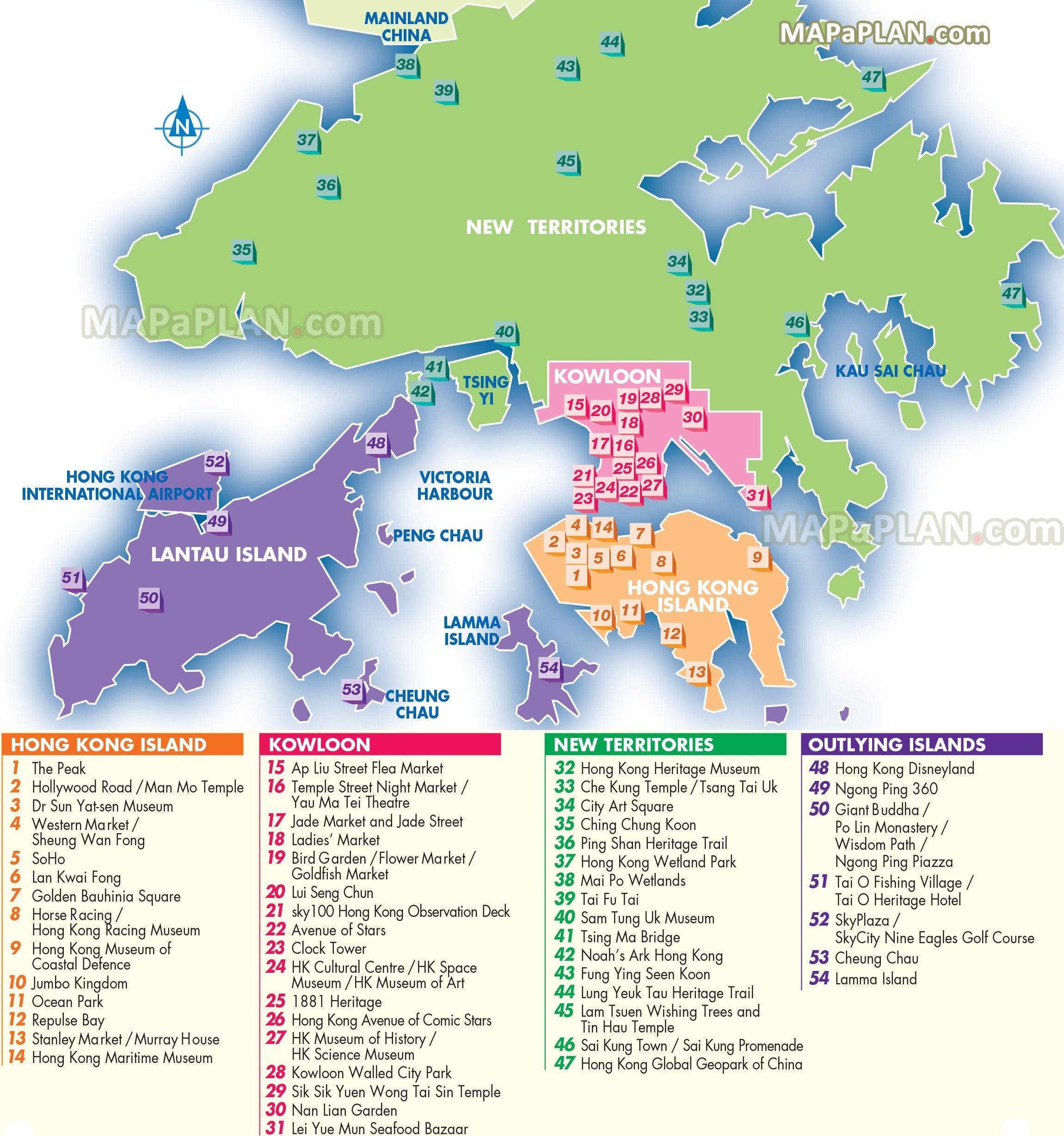 Map Of Hong Kong Tourist Attractions And Monuments Of Hong Kong